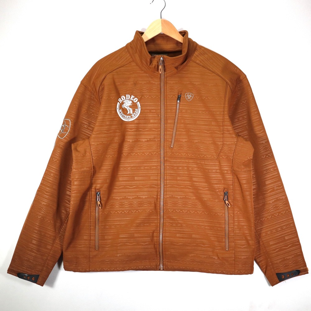 Ariat Softshell Jacket Mens XL Brown Aztec Rodeo Western Wear Work Outdoor